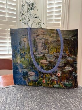 14x13x5 Waterlily by Claude Monet Art Print Tote Bag in Blue and Green